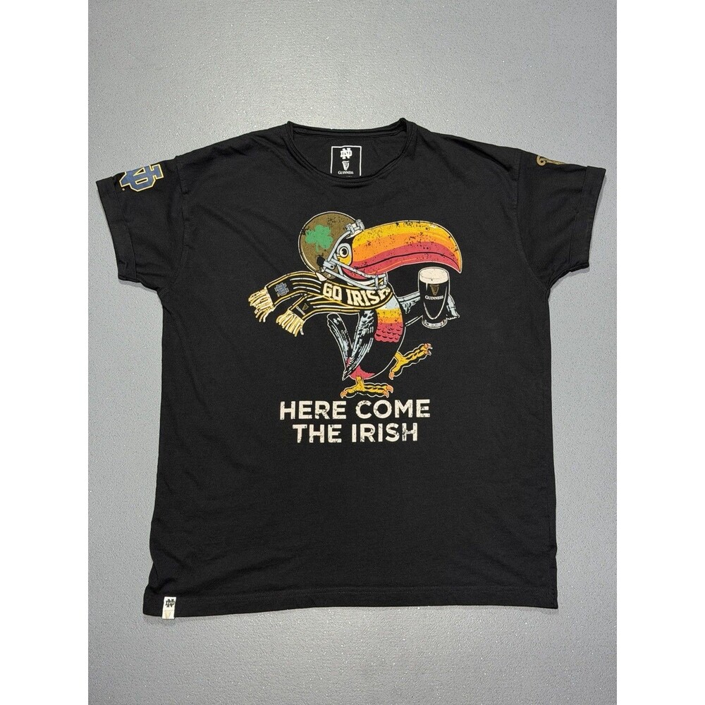 Notre Dame Fighting Irish Guinness Large Tee Shirt Go Irish Football Black